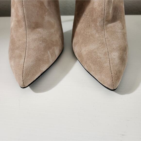 Reiss Ashton Pointed Toe Stiletto Heel Suede Ankle Booties Boots Biscuit Beige 5 - Picture 8 of 11